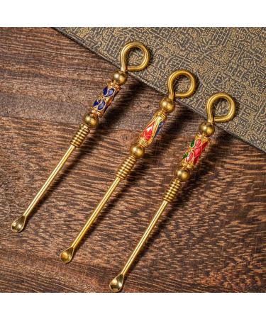 ARTIBETTER Tiny Measuring Spoons 3 Pcs Set - Retro Copper Earwax Remover & Cleaner Kit for Adults - Portable Golden Ear Wax Picker Miniature Tools - Buy Online on GoSupps.com