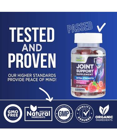 Joint Support Gummies - Extra Strength Glucosamine & Vitamin E for Natural Joint & Flexibility Support - Cartilage & Immune Health Supplement for Women & Men - 60 Gummies - Buy Online on GoSupps.com