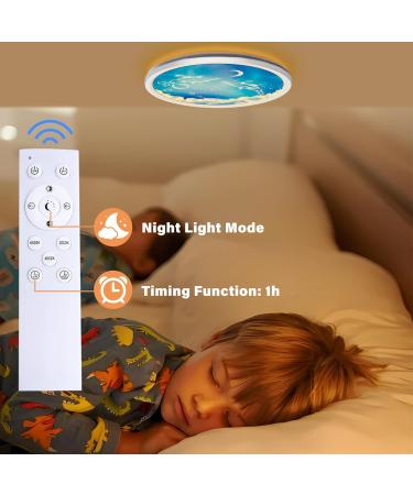 Wholede LED Ceiling Lamp - 24W Round Moon Motif 3000-6500K Ultra Thin with Remote Control for Children's Room & Living Room - 29.5cm - Buy Online on GoSupps.com