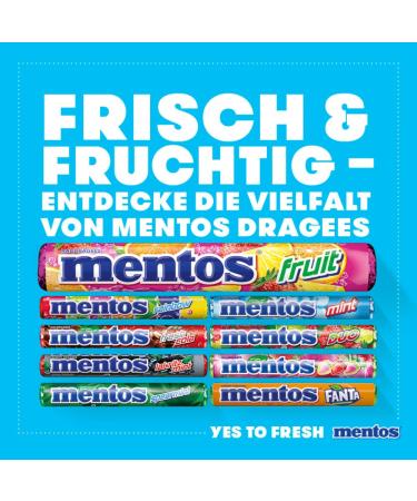 Mentos Fruit Dragees - 40 Rolls of Chewy Vegan Sweets in Orange Lemon & Strawberry Flavors - International Shipping Available - Buy Online on GoSupps.com