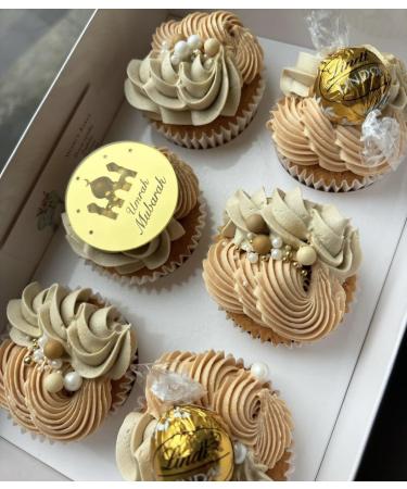 6 Pcs Gold Umrah Mubarak Cupcake Discs Acrylic Reusable Umrah Mubarak Cupcake Toppers Umrah Cake Toppers Umrah Decorations.