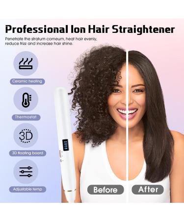 Hyadry Smooth Iron with Ceramic Coating - 30s Quick Heating Dual Voltage Hair Smoothing Tool Automatic Switch-Off LED Display (White) - Buy Online on GoSupps.com
