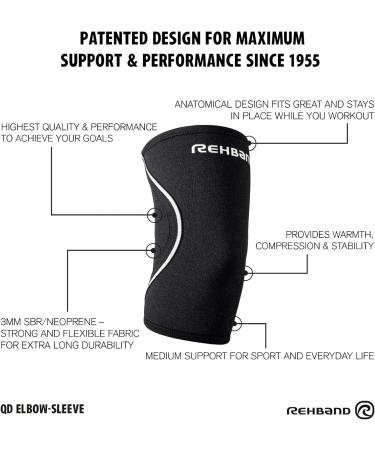Rehband QD 3mm Elbow Sleeve Support | Black Medium | Premium International Shipping - Buy Online on GoSupps.com