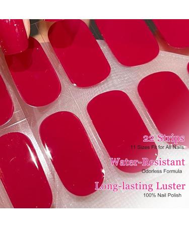 Ceboic Half Hardened UV Gel Strips - 22 Self-Adhesive French Nail Polish Stickers | Salon Quality Red Gel Nail Foils for Women & Girls | Christmas Nail Art Decoration - Buy Online on GoSupps.com