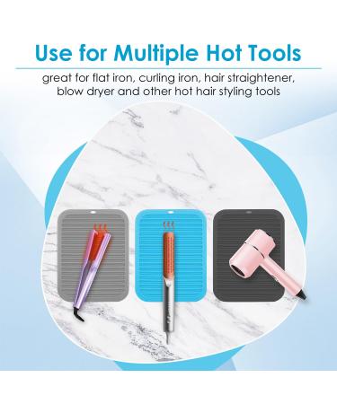 AMIJEAL Large Silicone Heat Resistant Mat - Ideal for Curling Iron Flat Iron & Hair Styling Tools | Portable Hot Pad Cover with Velcro for Travel & Home - Grey - Buy Online on GoSupps.com