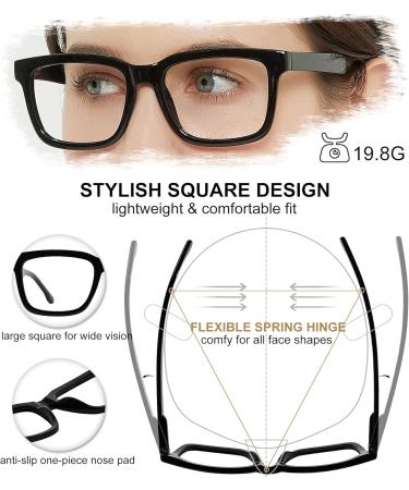 AEZUNI Large Square Reading Glasses for Women - Trendy 1.0 to 3.5 Magnification - Black 1.5x | International Shipping Available - Buy Online on GoSupps.com