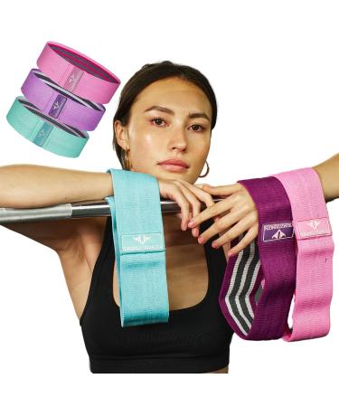 Vikingstrength Booty Bands Resistance Bands 3 Levels Exercise Workout Elastic Bands for Legs and Butt Non-Slip Glute Hip Thigh Band Booty Bands for Woman Gym Work Out (Pink)