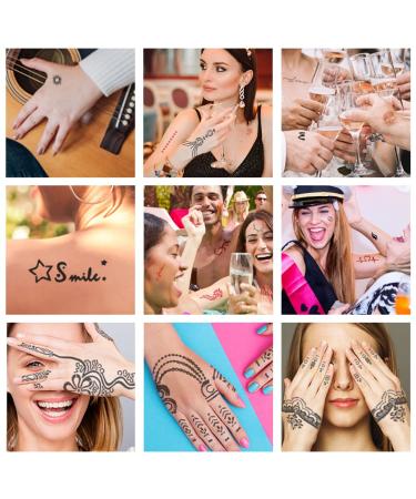 Koogel 18 Sheets Henna Tattoo Stencil Kit - 97 PCS Temporary Glitter Flower Stencils for Women and Girls - Arabian Realistic Tattoo Stickers for Face Paint and Body Art - Buy Online on GoSupps.com