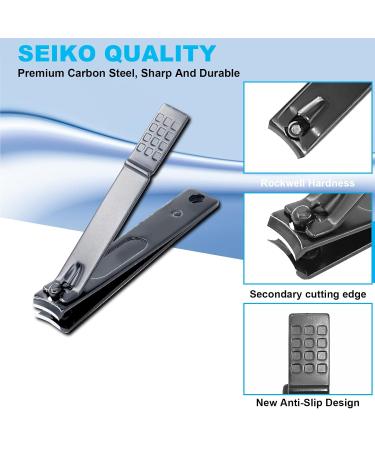 ONEHERE Premium 8 PCS Nail Clippers Set - Professional Manicure & Pedicure Kit for Facial Hand Foot Care - Includes Cuticle Tools and Travel Case - Black - Buy Online on GoSupps.com