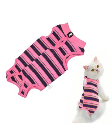 Clrybo Katzenbody After op anti-trim cat professional recovery suit dog cat clothing after castration alternative surgical recreational suit for belly wounds or skin diseases Striped pink