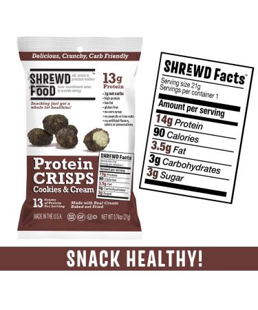 Shrewd Food Protein Puffs - Low Carb, High Protein Snack (8 Pack) - Strawberries & Cream & Cookies & Cream - Gluten Free, Peanut Free - Buy Online on GoSupps.com