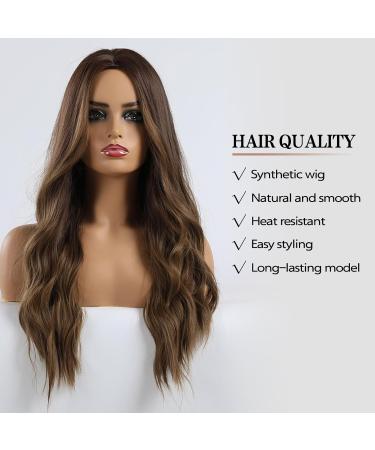 Buy Haircube 24 Inch Brown Long Curly Wig - Natural Look Synthetic Wig for Women - Middle Parting Style - Buy Online on GoSupps.com