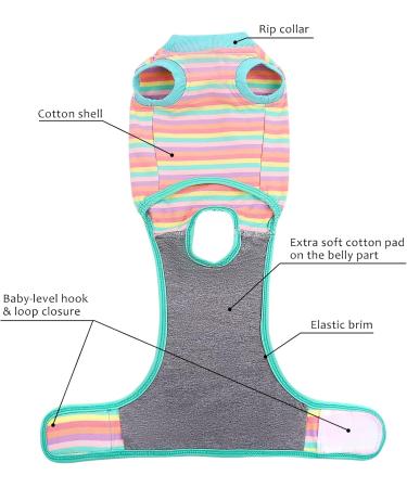 Kuoser Dog Body After Surgery - Breathable Protective Collar for Male/Female Dogs & Cats - XS Purple Stripes - Leak Protection & Comfort - Buy Online on GoSupps.com
