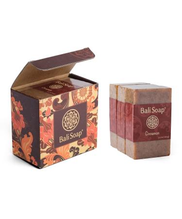 Bali Soap - Cinnamon Natural Exfoliating Bar Soap for Men & Women - Handmade Vegan Body and Face Soap - 3 Pack 3.5 Oz each - Buy Online on GoSupps.com