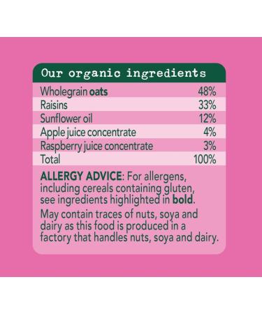 Organix Raspberry & Apple Soft Oaty Bar 6 x 30g - 6 Count (Pack of 1) | Healthy Snack for Kids | Organic Ingredients - Buy Online on GoSupps.com
