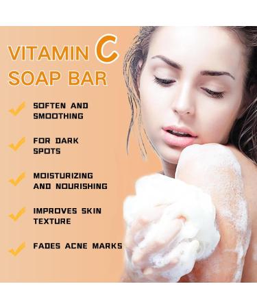 Vitamin C Soap Bar Natural Soap Orange Body Soap Bar Vitamin C Handmade Soap Hand Face Cleansing & Moisturizing Soap Bars for Face and Body Solid Soap for Reducing Acne and Scar Improve Skin Tone - Buy Online on GoSupps.com