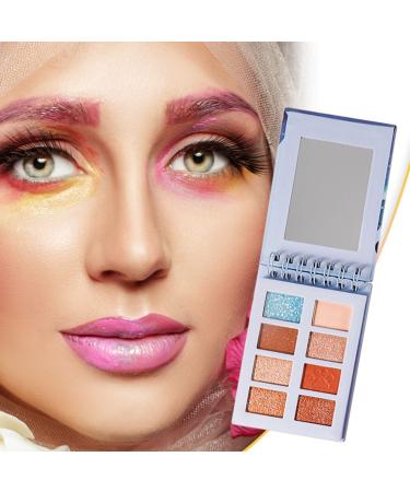 8-Color Pocket Notebook Eyeshadow Portable Eyeshadow Matte Pearl Sequins Glitter Eyeshadow (B)