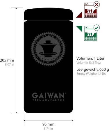 Buy Large Airtight Glass Tea Caddy for Loose Tea - Black 250g 500g 1000g - GAIWAN Tea No. 1157 | International Shipping Available - Buy Online on GoSupps.com