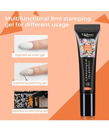 Mobray Nail Stamping Polish Gel Set - 6 Colors 8ml each with Scraper Tool for Women and Girls - Nail Art Design Kit in Blue, Purple, Orange, Green, Pink, Yellow - Buy Online on GoSupps.com