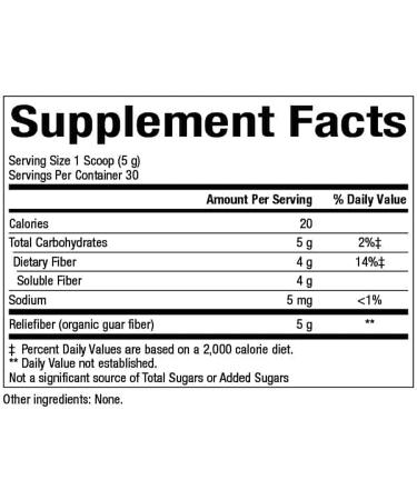 Natural Factors Organic Low FODMAP Reliefiber Unflavored - 5.3 oz (150 g) for Digestive Comfort - Buy Online on GoSupps.com