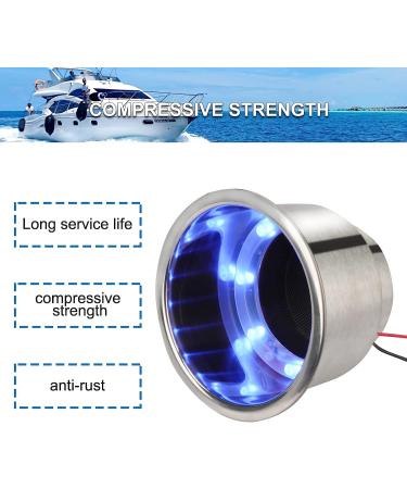 Pebbly Beach 2 PCS Stainless Steel Blue LED Cup Holder Insert for Marine Boat - Drain, Blue (Pack of 2) - Buy Online on GoSupps.com