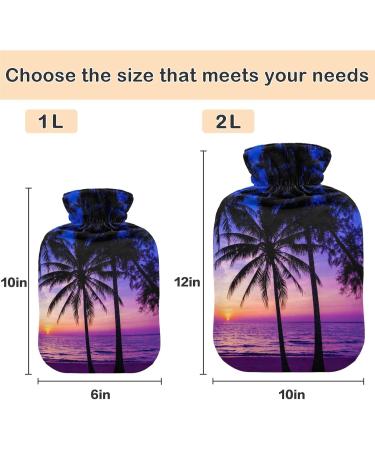 NAANLE 2L Hot Water Bottle with Palm Sunset Cover Relief for Menstrual Cramps & Heat Therapy | Large Transparent Hot Water Bag for Hand & Feet - Buy Online on GoSupps.com