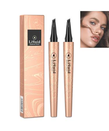 Magic Eyebrow Pencil Magic 3D Waterproof Microblading Eyebrow Pencil 4 Tipped Precise Brow Pen Fine Stroke Microblading Eyebrow Pencil Natural Lasting &waterproof (1# Light Brown*2pcs)