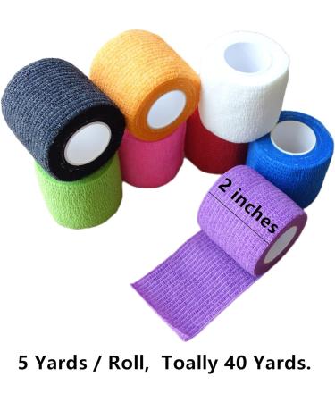 Cohesive Bandage Wrap 2x5 Yards 8 Pack - Self Adherent Vet Tape - Elastic Sports Wrap - Mixed Colors - Buy Online on GoSupps.com