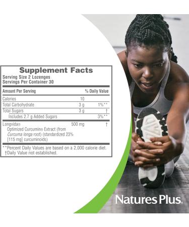 NaturesPlus PRO Longvida Curcumin - 60 Lozenges - Promotes Healthy Free Radical Protection - Non-GMO Vegan Gluten Free Soy Free - 30 Servings - Buy Online on GoSupps.com