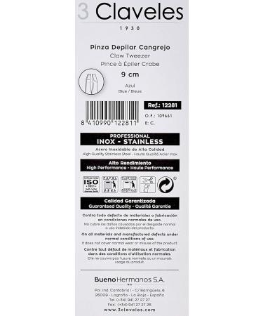 3 Claveles 12281 Depilatory Tweezers - 9 cm Crab Tip for Precision Hair Removal | International Shipping - Buy Online on GoSupps.com