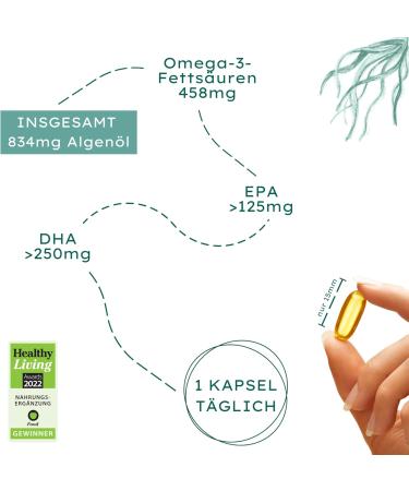 Veganes Omega 3 Algen l - 120 Hochdosierte Kapseln f r Gehirn Augen & Herz | 4 Monate Unterst tzung | Reinheit Laborgepr ft - Buy Online on GoSupps.com
