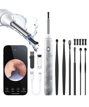 Ear Wax Removal Tool Camera - Ear Cleaner with 1080P HD Camera Otoscope with Light Earwax Removal Kit for iPhone iPad Android Phones (Light Gray)