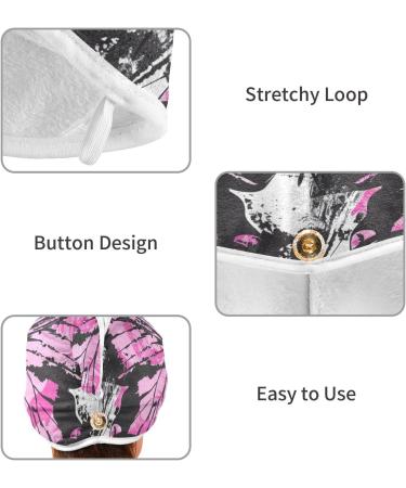 Super Absorbent Pink Butterfly Hair Towel 2 Pack - Quick Dry Turbans for Women & Girls - Buy Online on GoSupps.com