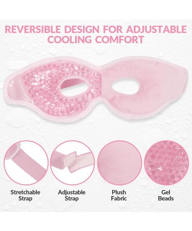 MIVORA Cooling Gel Mask for Puffy Eyes - Hot Cold Therapy for Migraine Headache, Dark Circles, Sinus Pain - Reusable - Light Blue (A-pink) - Buy Online on GoSupps.com
