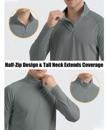 MAGCOMSEN Men's UPF 50+ Long Sleeve Quarter Zip Sun Shirt - Dark Grey Large - Buy Online on GoSupps.com