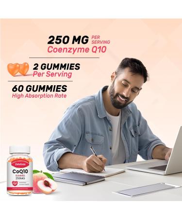 2 Pack CoQ10 Gummies, 5X Better Absorption Coenzyme Q10 for Cellular Energy and Antioxidant Support, 120 Peach Gummies 60 Count (Pack of 2) - Buy Online on GoSupps.com