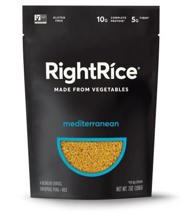 RightRice - Mediterranean Vegetable Rice (7oz. Pack of 1) - Made from Vegetables - High Protein, Vegan, Non-GMO, Gluten Free