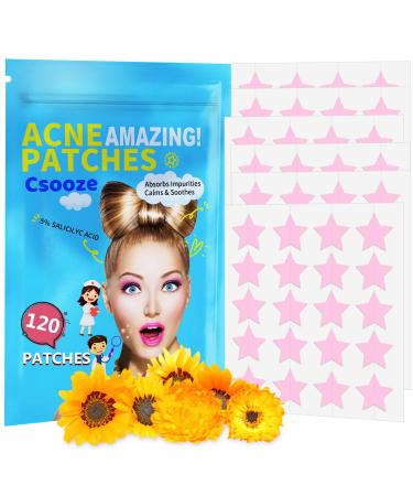 Acne Patch Pimple Patch Pink Star Shaped Acne Absorbing Cover Patch Hydrocolloid Acne Patches For Face Zit Patch Acne Dots Tea Tree Oil + Centella 120 Patches 60 Piece (STAR PINK)