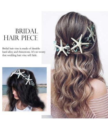 EASEDAILY Starfish Bride Wedding Hair Vine - Silver Turquoise Bridal Headpiece - Buy Online on GoSupps.com
