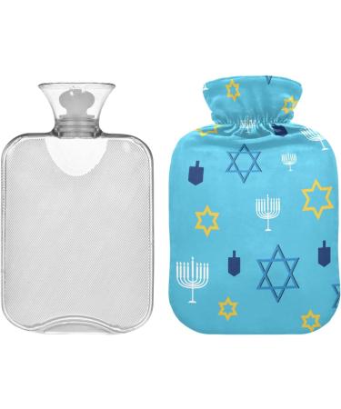 Chanukkah Blue Hot Water Bottle with Cover | 2L Heating Bottle for Pain Relief & Warmth | Perfect for Arthritis & Colds - International Shipping Available - Buy Online on GoSupps.com