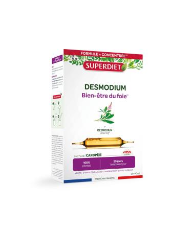 SUPERDIET DESMODIUM - Liver well-being Liver well-being Hepathic drainer - Phytotherapy-Made in France - 20 ampoules 10 ml