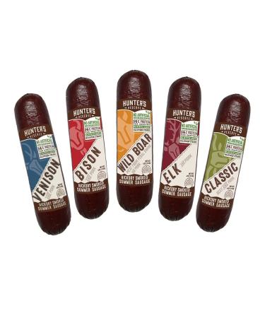 Hunters Reserve, Taste of The Wild Summer Sausages, Hickory Smoked, 5 Wild Game Flavors - Variety Gift Pack 4 Ounce (Pack of 5)