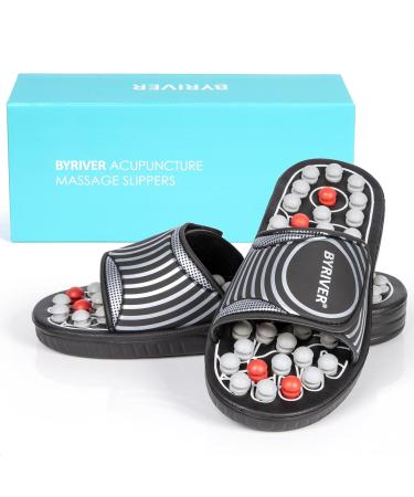 Byriver Foot Massage Slippers for Plantar Fasciitis | Acupressure Shoes for Men & Women | Heel Spur Relief & Back Pain Massager (Black Size 43-44) - Buy Online on GoSupps.com