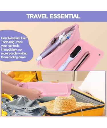Heat Resistant Mat Travel Bag | Neoprene Curling Iron Holder | Hair Styling Tools Organizer | Pink | 18x4 Inches - Buy Online on GoSupps.com