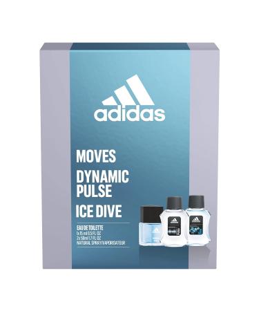 adidas 3 piece Gift Set for Men - 0.5 oz Moves Eau De Toilette Spray + 1.7 oz Ice Dive Eau De Toilette Spray + 1.7 oz Dynamic Pulse Eau De Toilette Spray 3 Fl Oz (Pack of 1) - Buy Online on GoSupps.com