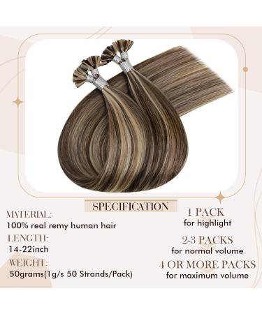 Hetto Real Hair Bonding Extensions - Remy Keratin Bonds Dark Brown & Red Blonde #4/27 45cm 50g 18 Inch - Premium Quality Hair Extensions - Buy Online on GoSupps.com