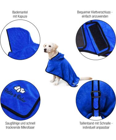 Bella & Balu Dog Bathrobe - Absorbent Microfiber Towel for Dogs | Ideal for Swimming & Rain - Size M (Blue) - Buy Online on GoSupps.com