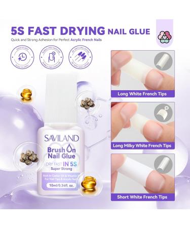 SAVILAND Acrylic Nail Kit - Complete Set with Keratin Powder Castor Oil Vitamin E Nail Primer Glue French Tips & Pink Rhinestones for Beginners - DIY Home Salon Essentials - Buy Online on GoSupps.com