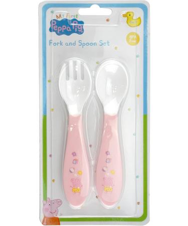 Pepa Pig Baby Spoon Fork Set - BPA Free, Reusable, 12.5cm | Baby Weaning & Training Kids Tableware | Pink, 2pcs - Ideal for Girls 6+ Months - Buy Online on GoSupps.com
