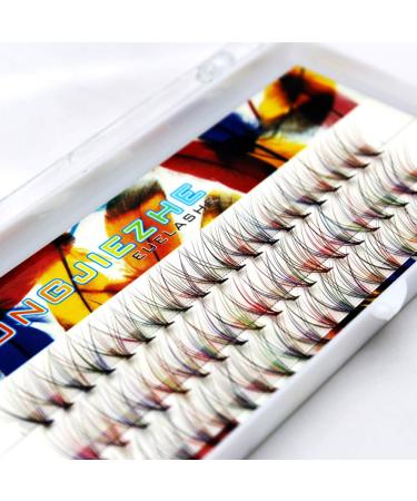 60Pcs Grafting 10Roots Colorful Volume Eye Lashes Extensions Thickness 0.07mm Individual Beauty Muti-color False Eyelashes Cluster Make Up Tools 8/10/12/14mm to Choose (8mm)